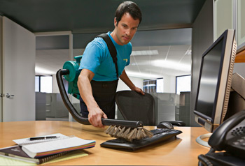 guy cleaning office
